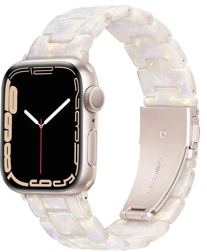 Vamyzji Compatible with Apple Watch Strap 42mm(Series 11 10) 41mm 40mm 38mm, Light Resin Waterproof Sport White iWatch Strap, Stainless Steel Clasp for Apple Watch Series 11 10 9 8 7 6 5 4 SE 3 2 1