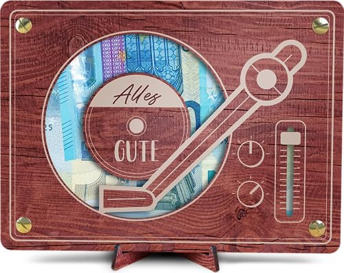 Schallplatten Deko - XL Geldgeschenk aus Holz inkl. Ständer | Schallplattenspieler, Schallplatten, Schallplatte, Musik Geschenke, Musik Geschenk, Geburtstagskarte