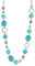 Bulinlin Silber Perplen Lang Kette für Damen Boho Statement Chain Halskette Modeschmuck Geburtstagsgeschenke für Frauen (53-Dark Light Turquoise)