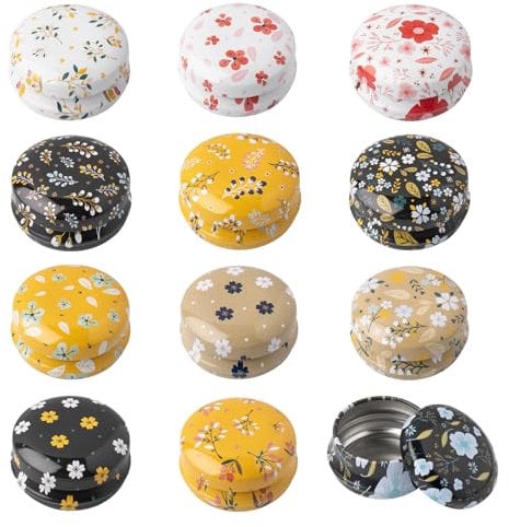 FRUHLING 12 Stück Kerzendosen Metalldosen Leer Tiegel Kerzenbehälter Runde Kerzengläser Blechdose mit Deckel Cremedosen Kleine Reisedosen für Lippenbalsam Lotion Masken Kosmetik