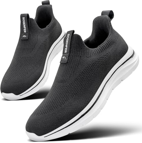Sosenfer Slip on Men's Sneakers Zapatos Transpirables sin Cordones Zapatos Deportivos cómodos Zapatos Deportivos Casuales Ligeros Gimnasio Zapatos para Caminar de los hombres-HEISE-43