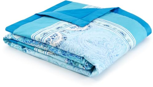 Bassetti MERGELLINA Plaid aus 100% Baumwolle in der Farbe Ocean Blue B1, Maße: 135x190 cm - 9328843