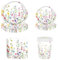 Fadcaer Party Tableware Set,68 Pcs Flower Party Plates Cups and Napkins Birthday Paper Plates Napkins Cups Set,Baby Shower Party Plates Napkins for Spring Picnic Wedding Party Supplies (Tableware)