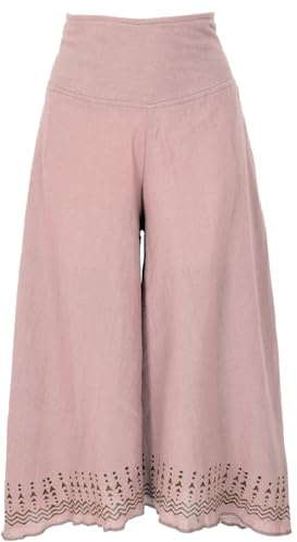Palazzohose, 3/4 Hosenrock, bedruckte Boho Schlaghose, Sommer, curry | Weit geschnitten, 100 % Baumwolle, elastischer Bund, handbedruckt, ideal für Bummeln und Yoga