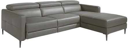 Angel Cerdá - Sofa Modern Récamiere Links Leder Dunkelgrau Relax