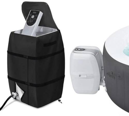 Spa-Warmwasserbereiter-Pumpenabdeckung, Regen- und Sonnenschutz, Whirlpool-Abdeckung, isolierte Pumpenabdeckung für Outdoor-Badewanne (schwarz)