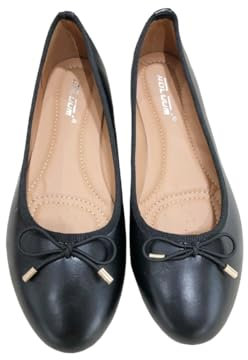 Ladies Flat Ballet Ballerina Pumps Plain Womans Work School Dolly Shoes SZ 3-8 (Black, UK Footwear Size System, Adult, Women, Numeric, Medium, 6)