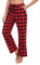 North Bund Bas De Pyjama Femme 100% Coton à Carreaux Pantalon Doux Long Confortable Détente Vêtements De Nuit Loisirs Hiver Rouge Noir M