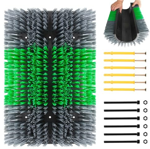 Extra große Kratzbürste für Nutztiere, verbesserte Kratzbürste für Pferde, Ziegen, Kuh, Rinder, zur Linderung von Juckreiz, mit zwei Sets Befestigungsschrauben (1 Stück, grau)