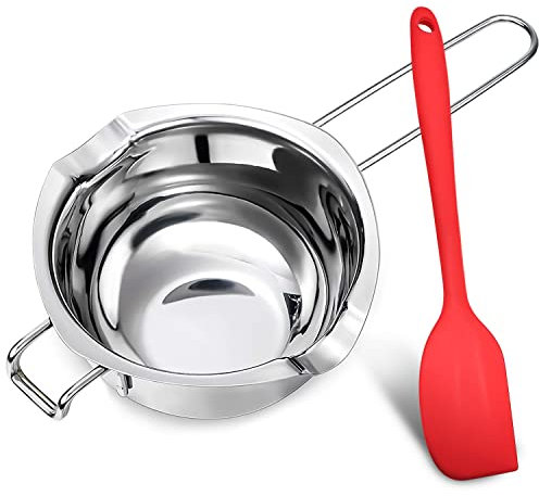 GMMG Bain Marie, Recipient a Bain-Marie en Acier Inoxydable 304, 400ML Bol de Fusion pour Chocolat, Sucre, Beurre, Fromage et Bougies
