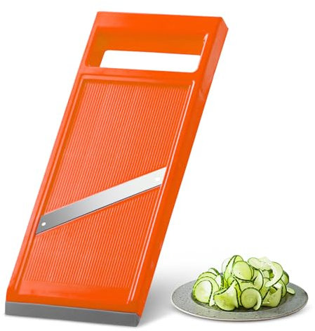 Handheld Mandoline Slicer, Potato Slicer for Chips Potato Chip Slicer Manual Slicer for Kitchen Mandoline Vegetable Slicer Fruits and Vegetable Chip Maker (Orange)