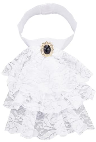 HOBBIESAY 1 Stück Weißer Jabot Kragen Spitzen Jabot Krawatte Gerüschter Abnehmbarer Kragen Weißer Kolonialkragen Kostümzubehör Für Damen Outfits Cosplay Kostüm