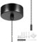 Interruttore per la luce da bagno, cromato, interruttore a tirante per il bagno, con set di catene e accessorio di montaggio per accessori da bagno, cilindri rotondi (nero)