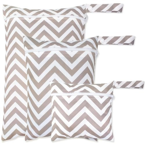 XOKL Bolsa Mojada, Bolsa para Pañales, Bolsa para Ropa Mojada, Bolsa Seca Húmeda, Bolsas Mojadas para Bebé, 3 Piezas, Bolsas Secas Húmedas Impermeables, Bolsas para Pañales Mojados