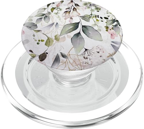 Ti Eukalyptus Watercolor Floral Blossoms Co. Eukalyptusgrüne Blüte Aquarell Blumen Blätter Muster PopGrip für MagSafe iPhone