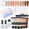 Born Pretty Polygel Starter Set mit UV Lampe - Poly Gel Nägel Set 6 Farben Transparent Weiß Nude Rose Nagelverlängerung Kit Base Top Coat Slip Solution