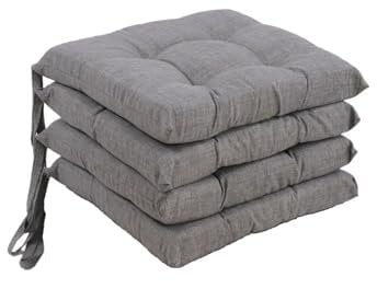 Corredocasa Set di 4 Cuscini per Sedia con Lacci a 4 Punti, Imbottiti e Rivestiti in PoliCotone - Design Confortevole, Made in Italy, Disponibili in Diversi Colori per Cucina Casa (Grigio)
