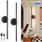 EIDEARAY Battery Operated Wall Lights,USB Rechargeable LED Wall Lamp with Remote Control, Black Dimmable RGB 70CM Touch Battery Modern Wall Sconce for Living Room Bedroom (2 Pack)