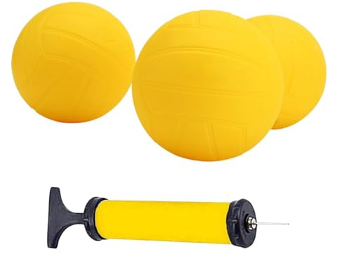 Qianly Spike Replacement Balls with Pump, PVC Inflatable Roundnet Game Balls for Lawn, Beach, Yard, 3.5 Inch 3pcs