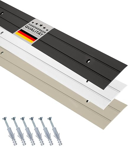 D-TACK Übergangsprofil Alu zum Schrauben inkl. Schrauben & Dübel | Breite 37 mm | Länge 2,7 m | Schwarz | Flache Übergangsschiene | Übergangsleiste aus eloxiertem Aluminium
