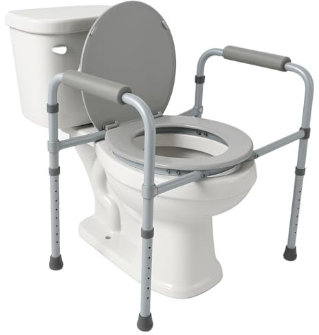 Compass Raised Toilet Seat, Adjustable Height Toilet Seat Risers for Seniors, Toilet Riser with Handles