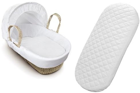 Moses Pram Basket Mattress Extra 4 Thick Super Soft Nursery Classic Foam Mattress Easy to Fit For Baby Pram Crib Bassinet Baskets Value Oval Shape Comfortable Sleep for Babies (67X30X4cm)