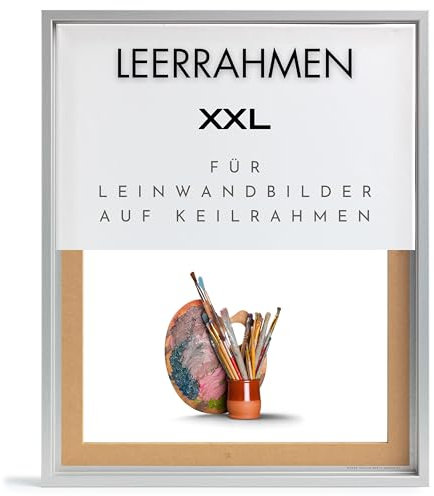 NB Akzent Schattenfugenrahmen XXL 80x140 cm - Silber – Leerrahmen mit Tiefeneffekt aus MDF Holz in zerlegter Form – für Leinwandbilder auf Keilrahmen