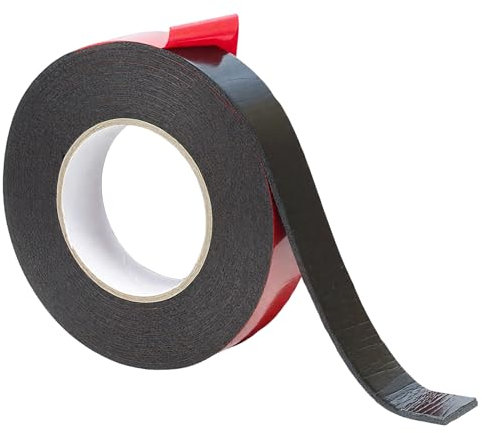 wilcractk Ruban Adhésifs Double Face Extra Fort, 25 mm x 5 m x 2 mm, Ruban Adhésif Double Face Extra Fort et de Haute Performance pour la Décoration de Voitures, de LED de Bureaux