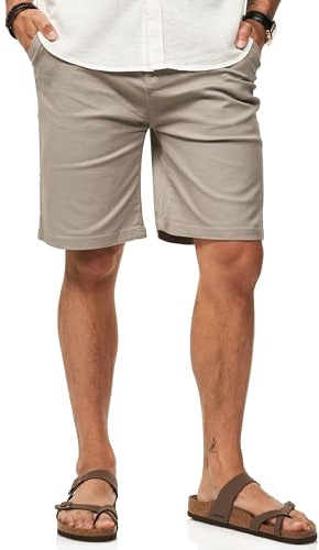 Soulstar Herren Chinoshorts Kurze Hose mit Stretch incl. Canvas-Gürtel - Bermuda Sommershorts für Männer - Elastische Shorts im Regular-Fit