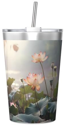 Bouteille thermos imprimée fleur de lotus ultra légère et portable, convient pour toutes les saisons