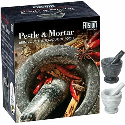 SKYTE Heavy Pestle and Mortar Set Natural Spice & Herb Small Crusher Grinder Durable Stone 10x10x8cm White Marble