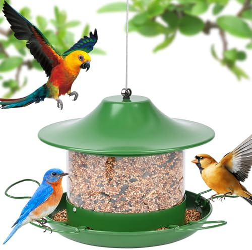 Glovios 1.8L Mangiatoia per uccelli,Mangiatoia per uccellini da esterno,Hanging Wild Bird Feeder,for Wild Birds, Sparrows and Garden Birds,for Outdoor/Garden, Sunflower Seeds