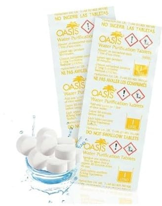 Oasis Water Purification Tablets 8.5mg (200 Tablets) – Emergency Drinking Water Treatment & Purification for Camping, Hiking, Backpacking, Travel & Survival Kits