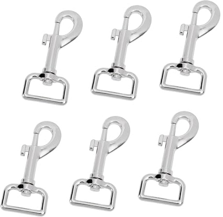 6 Stück Karabinerhaken mit Drehgelenk, 77mm Haken mit Drehgelenk für Hundehalsband Silber Robuster Wirbelkarabiner Bolzenkarabiner für Hundeleine Hängematte