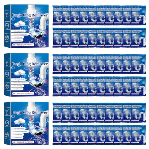 60 Pack Drain Cleaner for Bad Smells Tablets Foaming Drain Smell Eliminator Removes Hair Grease & Soap Scum Shower Unblocker for Sewer Toilet Sink and Septic Tank Pipes Systems