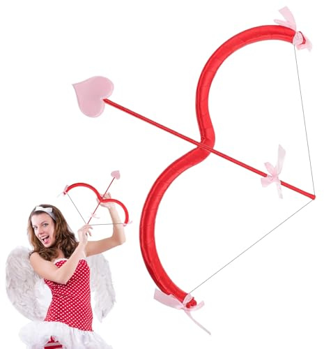 Ntwdby Amor Bogen Pfeil Set, Amor Requisite Cosplay, Valentinstag Cosplay Zubehör,Amor Cosplay Zubehör, Amor Kostüm Cosplay Zubehör Foto Requisiten, Cosplay Karneval Mottoparty Für Mann Frauen Kinder