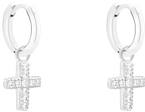 s.Oliver Damen Schmuck – Halsketten, Armbänder, Ohrstecker & Creolen aus Silber mit Kreuzanhänger und funkelnden Steinen – Symbolisch & Elegant – Perfekte Geschenkidee