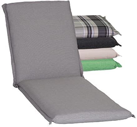 Beo Sonnenliege Auflage Waschbar Ascot | Made in EU Premium Plus Qualität | UV-beständige Liegestuhl Auflage mit herausnehmbarer Füllung | Atmungsaktive Auflage Gartenliege in Hell-Grau