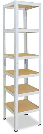 shelfplaza® 200x40x40cm HOME Schwerlastregal weiß/Metallregal mit 6 Böden/Kellerregal Metall, Garagenregal, Werkstattregal oder Regal Lagerregal/Steckregal Metall mit 145kg Tragkraft