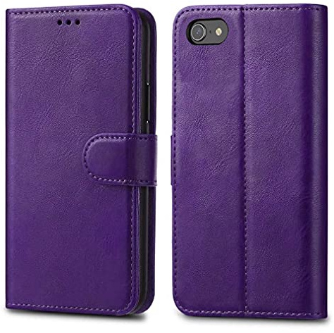 Jonlineuk iPhone SE 2022 / iPhone SE 2020 / iPhone 8/7/6/6s Case, [Card Holder] Magnetic Luxury PU Wallet Cover - Id Holder Flip Leather Case For iPhone 7/8 4.7 (Purple)