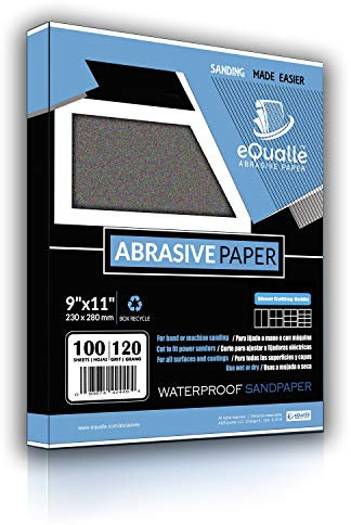 Schleifpapier mit Körnung 120, 100 Stück, 22,9 x 27,9 cm, mittelgroßes Siliziumkarbid für Holzglätten, Oberflächenvorbereitung, Farbschleifen, Lija Grano 120 para Carpintería, Acabado Intermedio