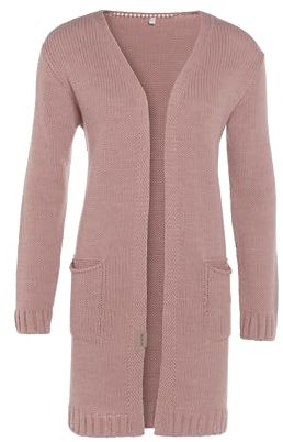 KNIT FACTORY - Ruby Strickjacke - Lange Damen Strickjacke mit Taschen - Cardigan mit Wolle und Alpaka-Wolle - Hochwertige Qualität - Alt Rosa - 40/42