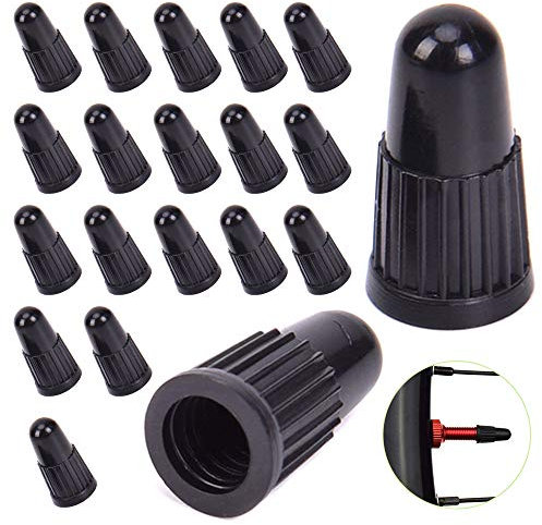 XCOZU 20 Pcs Plastic Bike Dust Caps Black, Tyre Presta Valve Caps for Bikes Bicycle Tire Valve Cap Dust Covers