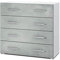 Vladon Sideboard Pavos, Kommode mit 4 Schubladen, Weiß matt/Beton Oxid Optik (76 x 72 x 35 cm)