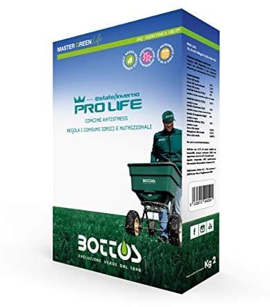 Bottos PRO Life Concime per Prato 2 kg Antistress Risparmio Idrico Nutrizionale Tappeto Erboso Giardino
