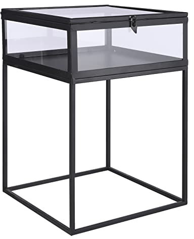 MICA Decorations Glenn Beistelltisch – 38 x 40,5 x 53,5 cm – Metall/Glas – Schwarz