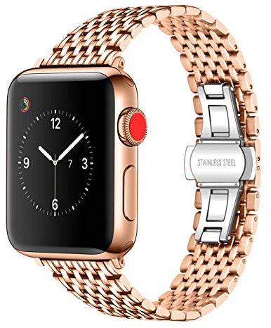 Juntan Bande Compatible for Apple Watch 38mm 40mm Bracelet Montre Souple Sangle Remplacement Femmes Hommes iWatch Series 6 SE 5 4 3 2 1 Sport Or Rose
