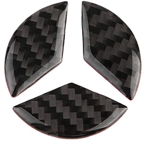 Akozon Lot von 3 Autocollants für Lenkrad aus Kohlefaser für W204 2005-2012, Schwarz, Carbon, Automobil, Logo, 3 Stück, Outdoor