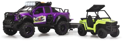 Dickie Toys - 3-in-1 Spielzeugauto Country Trail Set - Ford Raptor Geländewagen mit UTV & Motorrad inkl. Figur, für Kinder ab 3 Jahren