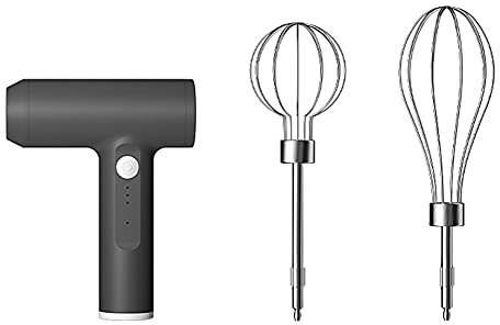 ISAKEN Electric Cordless Hand Mixer, Cordless Electric Whisk USB Rechargeable Handheld Electric Mixer with Turbo Boost/Self-Control Speed, for Whipping, Cookies, Cakes, Batters